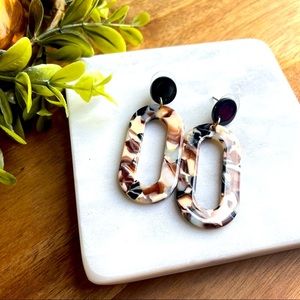 New Fashion Multilayer Acrylic Drop Circular Resin Dangle Earrings Camo Coffee